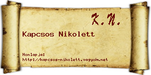 Kapcsos Nikolett névjegykártya